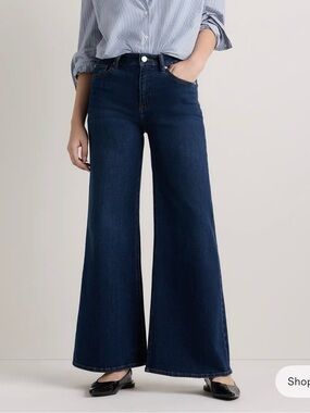 Quince Bella Stretch Palazzo Jeans in Midnight Blue